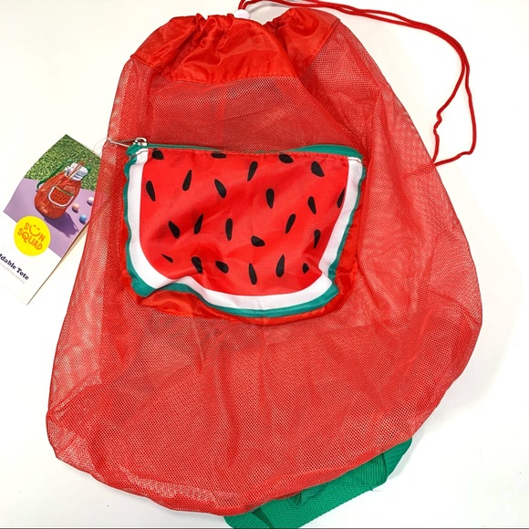 Sun Squad Red Watermelon Foldable Mesh Tote Bag - NWT - Picture 2 of 7